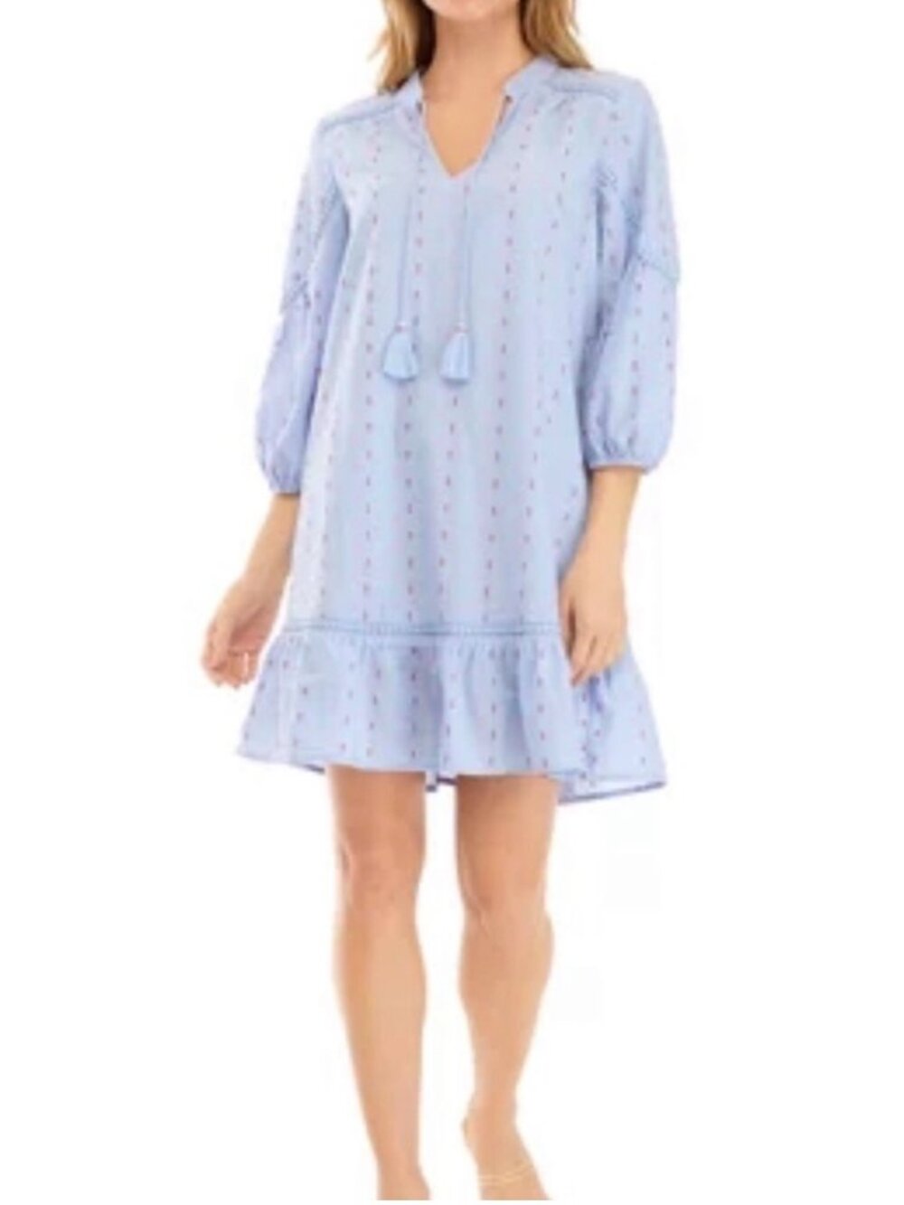 Crown & Ivy blue peasant embroidered dress size PM